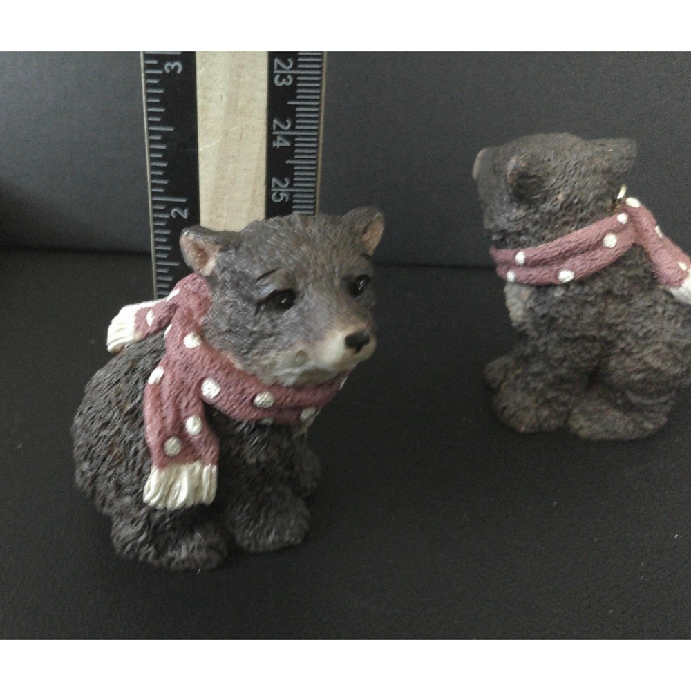 Roman RR Brown Bear Cubs Red Scarf Christmas Holiday‎ Ornament 1998 Set Of 2 VTG